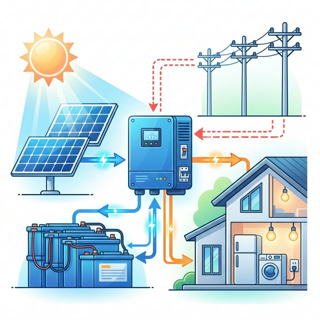 Off-Grid Solar Operation Diagram